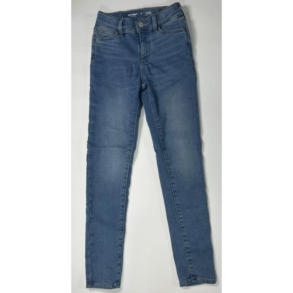 Old‎ Navy Rockstar Jeggings Girls Size 8 High Rise Stretch Blue Built In Tough